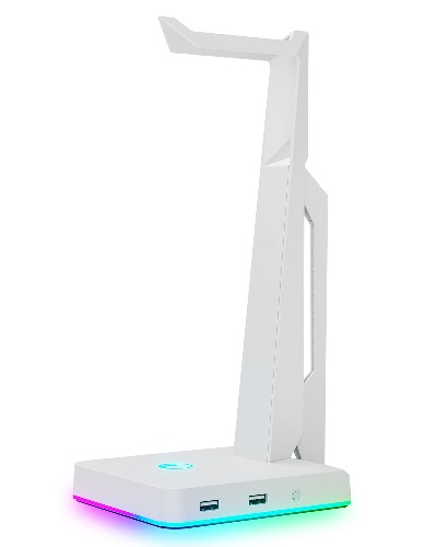 IFYOO RGB Gaming Headset Ständer mit 2 USB-Anschlüssen, Game Headphone Mount für PC, Xbox One, PS4, Switch, Kopfhörer Halter Aufhänger, ideal für Gaming Stationen, Fancy Desk Gamer Zubehör, Weiß - Weiß