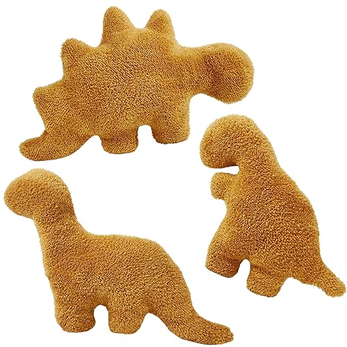 Isaacalyx 3 Pack Dino Nugget Pillow, Funny Gifts for Birthday Gifts, Dinosaur Theme Party Decorations (3 Packs Dino)