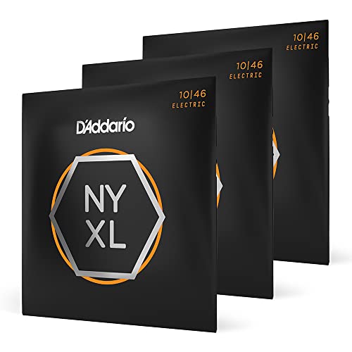 D'Addario Guitar Strings - NYXL Electric Guitar Strings - NYXL1046-3P - Unrivaled Strength, Tuning Stability, Enhanced Mid-Range - For 6 String Guitars - Made in the USA - 10-46 Regular Light, 3-Pack - 3-Pack - Regular Light, 10-46 - Guitar Strings
