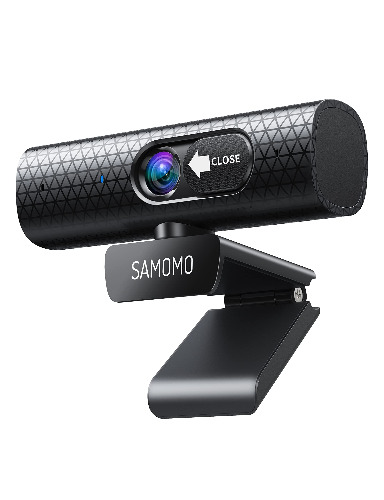 SAMOMO Webcam with Dual Microphones, 1080P Full HD Computer Camera for Laptop/Desktop, Autofocus, Privacy Cover, Auto Light Correction, USB Web Cam for Video, Teaching, Streaming and Gaming - 