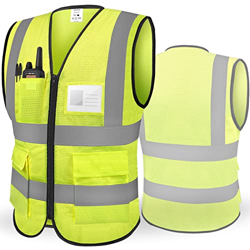 TICONN Reflective Safety Vest High Visibility Class II Mesh Vest for Women & Men Meets ANSI Standards - 3X-Large - Yellow - 1