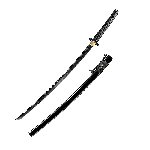 JIHPEN sword, Black Katana,Full Tang Samurai Sword,Sharp,Spring Steel Blade with Black Scabbard - 41inch Variety of Styles to Choose from - Black-1 - Legends of the night