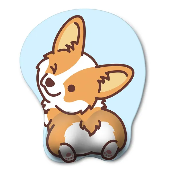 HAOCOO Ergonomic Mouse Pad with Wrist Support ,Non-Slip Backing Corgi Anime Cute Gel Mouse Pad Wrist Rest, Easy-Typing and Pain Relief for Gaming Office Computer Laptop(Blue Cute Corgi) - Blue Dog