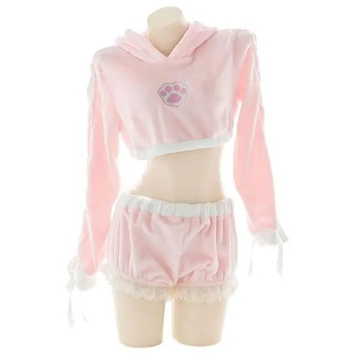 Cozy Paw Print Baby Bunny Sweatsuit for Everyday