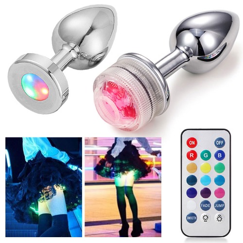 Multicolour Led Anal Plug Metal Plug With Light Sex Toy For Couple Luminous Cork Prostate Massage Buttplug Tail Erotic Toys