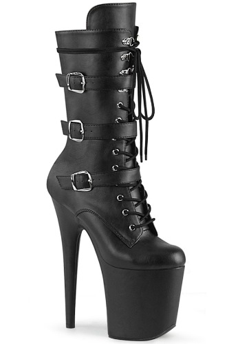 Pleaser USA Flamingo-1053 8inch Pleaser Boots - Matte Black | Black / UK 2 - US 5 - EU 35