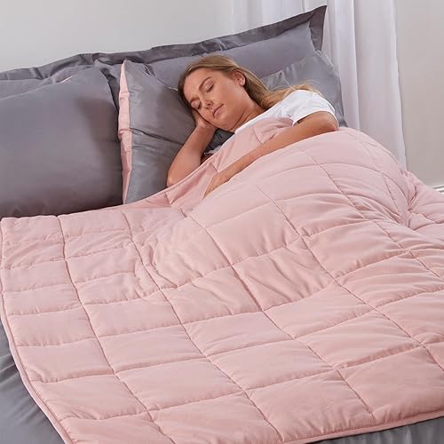Brentfords Weighted Blanket 8kg for Adults Therapy Anxiety Autism Insomnia Calming Stress Relief with Micro Glass Beads, King - Blush Pink - 150 x 200cm - 150 x 200cm, 8kg(17lb) - Blush Pink