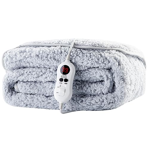 Cozy Night Electric Heated Throw Blanket - 9 Heat Settings & 9 Timer Settings - Machine Washable - Luxurious Sherpa Fleece - 160 x 120 cm (Plein Air) - 160 x 120 cm - Plein Air
