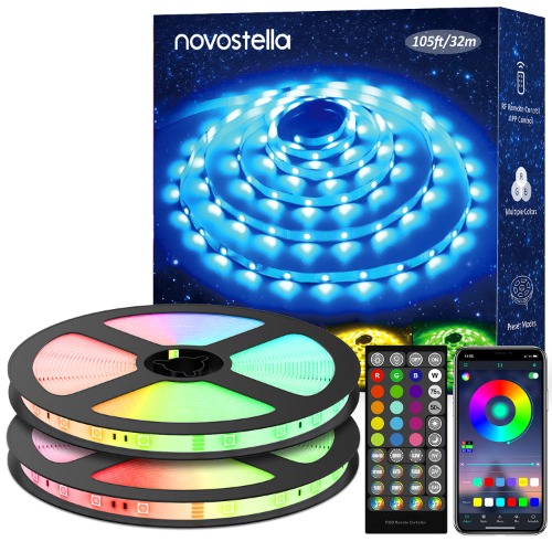NOVOSTELLA 32M Striscia LED RGB da Interno, (16Mx2) Intelligente Controllo App e RF Telecomando, Luci Colorate RGB SMD 5050 960 LEDs con Musica Sync per Casa, Cucina, Festa, TV, Decorazione