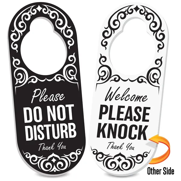 SignSeries Do Not Disturb Sign - Door Hanger Signs - Reverse Side Says Please Knock – Great for Working from Home - 0.2" Sintra PVC board, 8.5” Inches X 3.5” Inches - Indoor or Outdoor Use (1 Pack) - Do Not Disturb / Please Knock 1