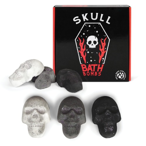 Skull Bath Bomb Set - Scented 6 Pack - Spooky Valentines Day Gifts, Goth Valentines Day Decor - Witchy Gifts, Goth Gifts for Women, Spooky Gifts - Gothic Bathroom Décor