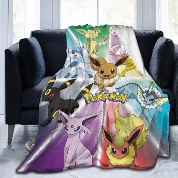 Eevee-Evolution Flannel Blanket Super Soft, Comfortable, Warm, Air-Conditioning, Four Seasons Blanket