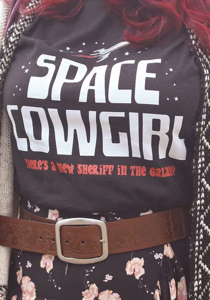 Space Cowgirl Tee, Retro Sci Fi Graphic T-Shirt, Vintage 70s Space Tshirt, Galaxy Outer-space Shirt