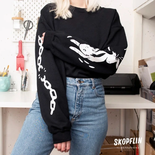 Running hare Sweater, Breaking the chains, Animal Liberation - Alternative black sweater 