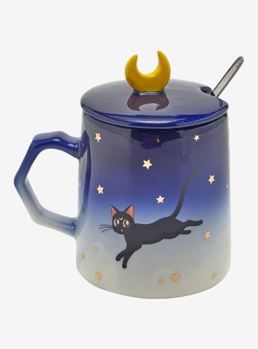 Sailor Moon Luna and Artemis Mug with Lid and Spoon