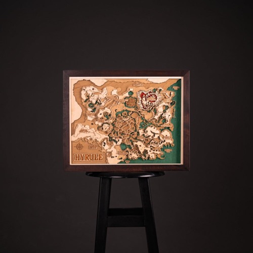 THE HYRULE 3D MAP | Coffee-brown / L  50x40cm 20x16inch / Multicolored