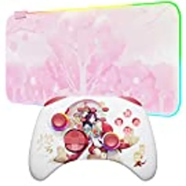 Mytrix Pink RGB LED Gaming Mouse Pad and Wireless Pro Controller for Multi-Platforms