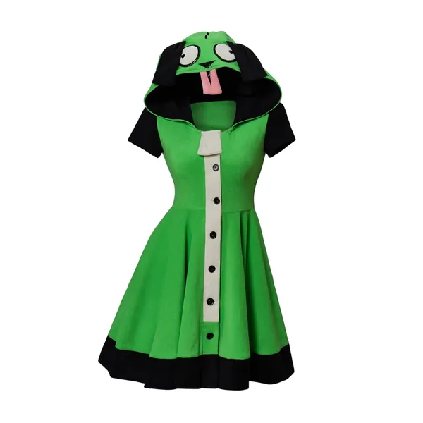 Invader Cosplay Zim Hoodie Halloween Costume Mens Casual Hooded Zip Up Pullovers