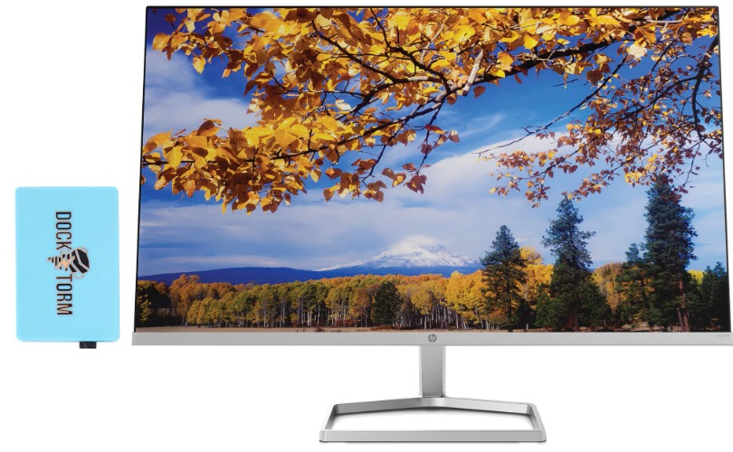 HP 27 inch 1080P Computer Monitor in Silver and Black, 27" Full HD (1920 x 1080) 75Hz Anti-Glare IPS Display with AMD FreeSync, 2 HDMI, 1 VGA, Highly Accurate Color (2023 Model) with Docztorm Dock - 27 inch Silver and Black