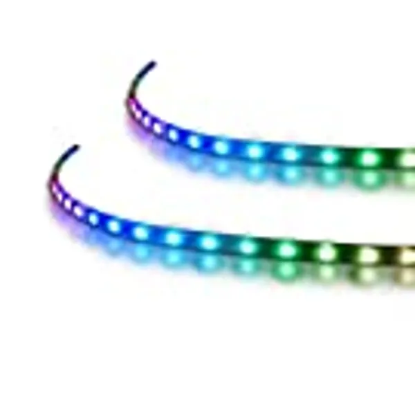 A ANIDEES Extended Computer Magnetic 5V 3 Pin PC LED Strip - 2 PCS RGB PC LED Strip Light for Aura SYNC/Mystic Sync/Aura RGB/RGB Fusion (5V 3 Pin addressable LED headers ONLY)