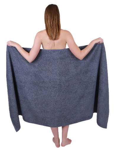 Betz Badetuch groß XXL Berlin Größe 100 x 200 cm Badetücher Saunatuch 100% Baumwolle dunkelgrau - Dunkelgrau