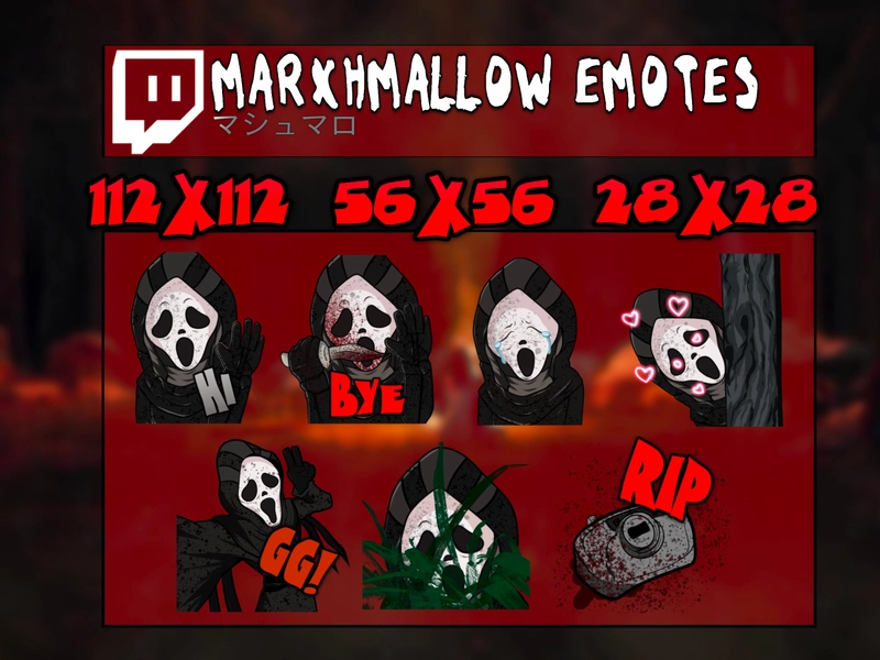 Dead By Daylight : Ghost Face Twitch emotes | Cute Twitch emotes Kawaii DBD emotes.By Marxhmallow