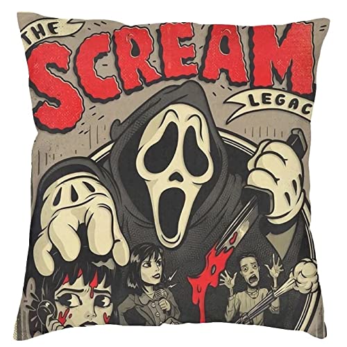 The Beach Stop Ghostface Scream Scary Horror Movie Themed Cushion Cover | Unique Home Decor Inspo Gift Idea | 45x45cm 18x18” | The Scream Legacy