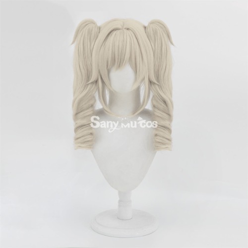 【In Stock】Game Genshin Impact Barbara Silver Twintails Curly Medium Cosplay Wig
