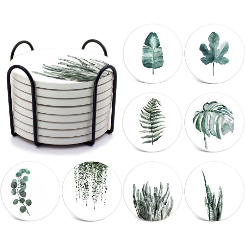 Simple Plant Style Ceramic Coasters