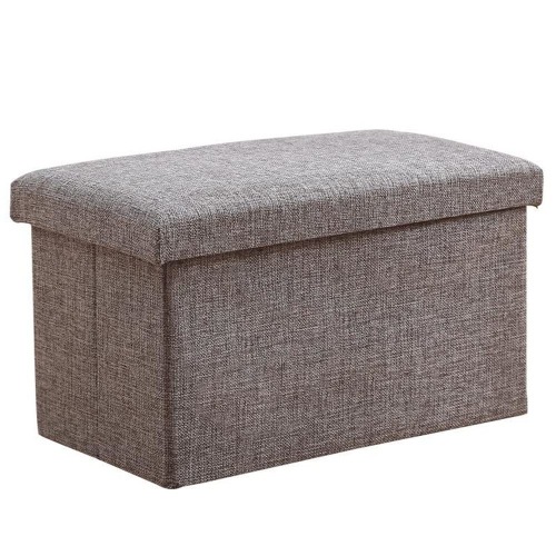 Foldable Linen Storage Ottomans Cube Toy Chest Folding Box Footrest Stool Seat Rest Chest Couch 50cm(L)x 30cm(W)x30cm(H)Gray
