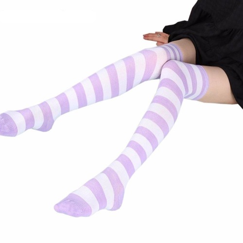 Purple Striped Thigh Highs
