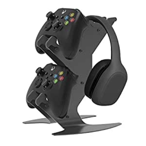 Controller Holder, Game Controller Rack Headset Stand for Xbox Series X S/Xbox one / PS5 / PS4 / NS/PC/Headset, Aluminum Metal Headset Mount Universal Organizer for Video Game Accessories - White