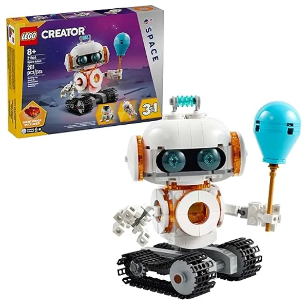 LEGO Creator 3 in 1 Space Robot Toy - Building Toy with 3 Options, Robot, Spaceship, or Robot Dog - Building Kit for Kids, Boys and Girls, Ages 8+ - Gift Idea for Birthdays - 31164