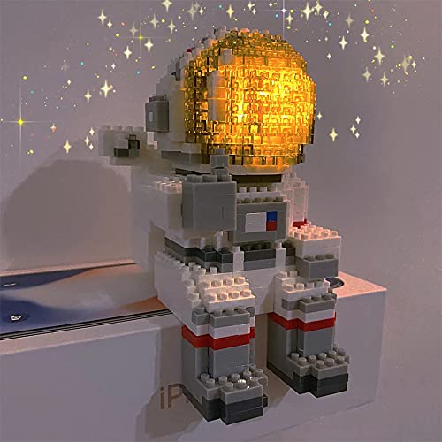 Astronaut Mini Building Blocks Model with LED Light, STEM Building Toy Micro Blocks Gifts for Kids or Adult, DIY Bricks Toys (1008pcs) - LED Version