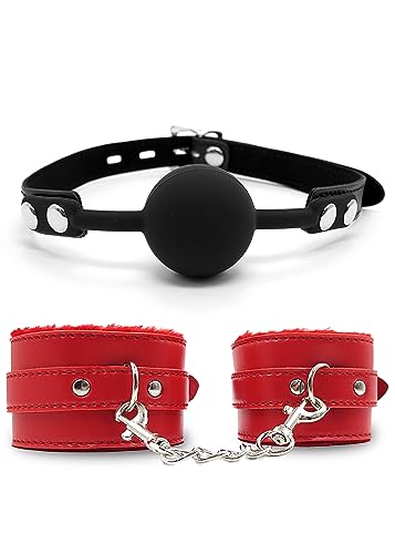 PASTOS Breathable Mouth Ball - Open Mouth Plastic Ball - Mouth Plug - Adjustable Mouth Ball Breathable - Breast Clips Non Piercing - Clips with Chain and Collar