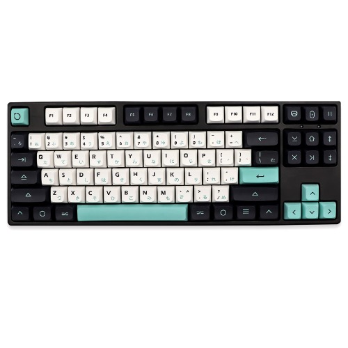JSJT PBT Dye Sublimation Tricolor Key Caps XDA Profile 129 Key Set Japanese Keycaps with 6.25U 7U Spacebar Suitable for 61/64/84/87/96/98/104/108 Cherry MX Switch Mechanical Keyboard - With Japanese Font