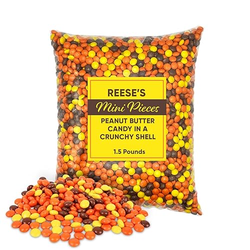 Reeces Mini Pieces Peanut Butter Candy in a Crunchy Shell 1.5 Pounds - Candy For Kids Melting Chocolate Reeces Pieces in Crunchy Shell - Melting Chocolate Candy Melts