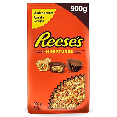 REESE'S Bulk Chocolate - Chocolate Candy Peanut Butter Cups Minis, Valentines Candy, Individually Wrapped Candy For Sharing, 900g - Chocolate