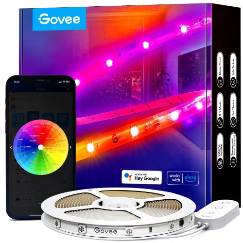 Govee RGBIC LED Strip Lights, 16.4ft WiFi LED Lights Work with Alexa and Google Assistant, Smart LED Strips App Control, DIY, Music Sync, Color Changing LED Lights for Bedroom, TV, Indoor - 16.4ft