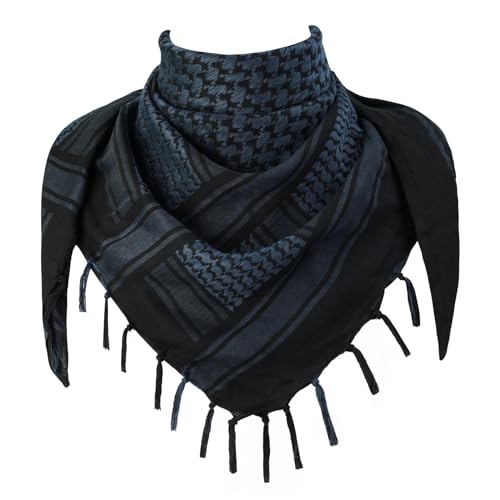 Explore Land Cotton Military Shemagh Tactical Desert Keffiyeh Scarf Wrap - Black and Blue