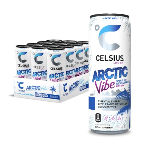 CELSIUS Arctic Vibe Sparkling Frozen Berry, Functional Essential Energy Drink 12 Fl Oz (Pack of 12) - Sparkling Arctic Vibe 12 Fl Oz (Pack of 12)