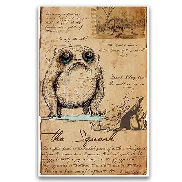 The Squonk, Pennsylvania urban legend cryptid art print, creepy horror, Myths monsters and cryptids folklore