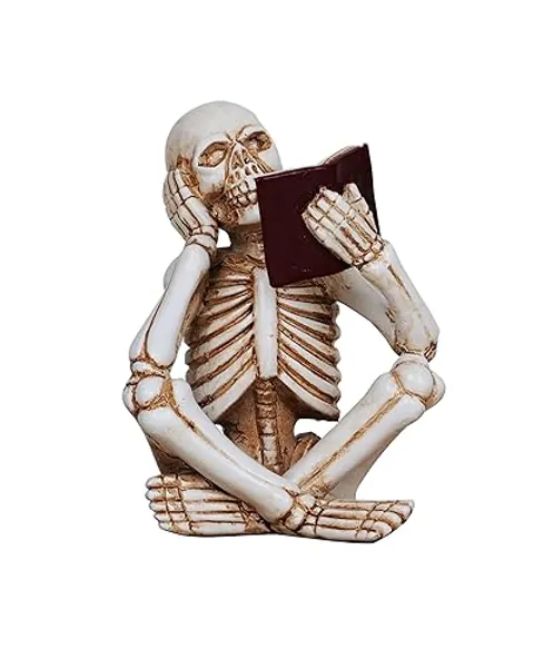 Dlfghos Pulp Reading Women Figurine Thinker Statue Decor Modern Figurines Abstract Aesthetic Sculpture for Home Decoration Living Room Office Bookshelf Shelf Table (A) - skull