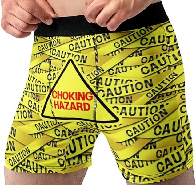 Random Stock Apparel Funny Boxer Briefs For Men Blast Zone Underwear Fun Novelty Gift - Large - Choking Hazard