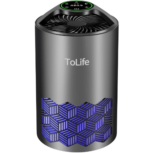 Air Purifiers for Bedroom Home, H13 HEPA Filter Cleaner with Fragrance Sponge, Up to 215ft² Coverage, 25dB Low Noise, Remove 99.97% Smoke Pollen Dander, For Bedroom Office Living Room- Black - Black