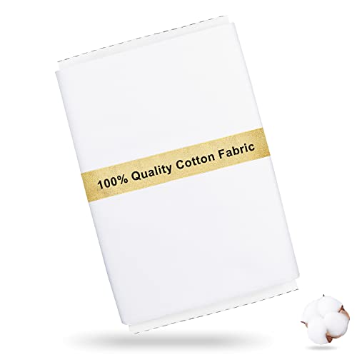Craftido-19 Options-100% Cotton Fabric by the yard in Solid Color 44”Wide by 3yd (9 ft) -Medium Weight 5.2 oz- for Quilting, Sewing, Crafts, Binding, Backing and Lining- White - White