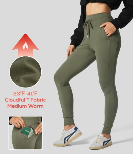 Fabric Fleece Lined High Waisted Joggers