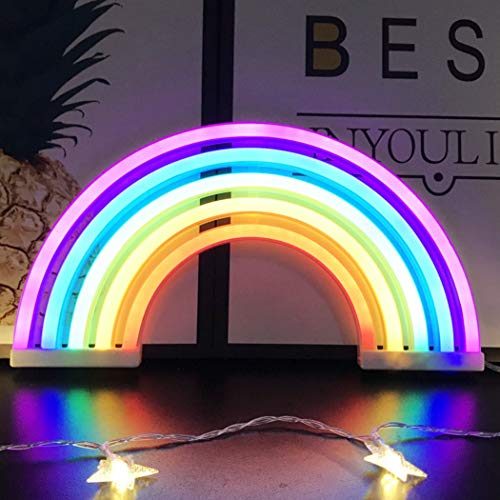 QiaoFei Rainbow Night Light for Kids Gift LED Rainbow Neon Signs Rainbow Lamp for Wall Decor Bedroom Decorations Home Accessories Party Holiday Decor Battery or USB Operated Table Night Lights - rainbow