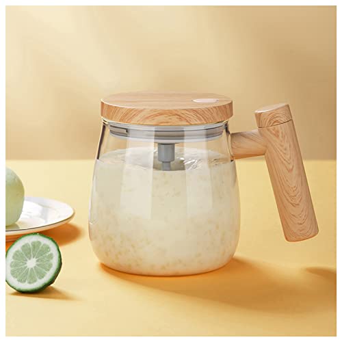 FOXNSK Self Stirring Mug, 400ML Electric Mixing Cup Self Stirring Coffee Mug High Borosilicate Glass Mixing Coffee Mug Rotating Home Office Stirring Cup Suitable for Coffee/Milk/Protein Powder - A-transparent