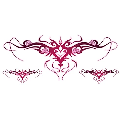 LEMONSTONE 2 Stück Temporäre Tattoos für Frauen, Wasserdichte Temporäre Tattoo Aufkleber, Temporäre Tätowierung Aufkleber, Brust, Bauch, Taille und Rücken wenden falsche Tattoos für Mädchen